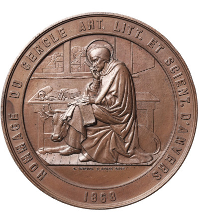 Belgia, Leopold II (1865-1909). Brązowy medal 1868, dedykowany baronowi H. Leysowi
