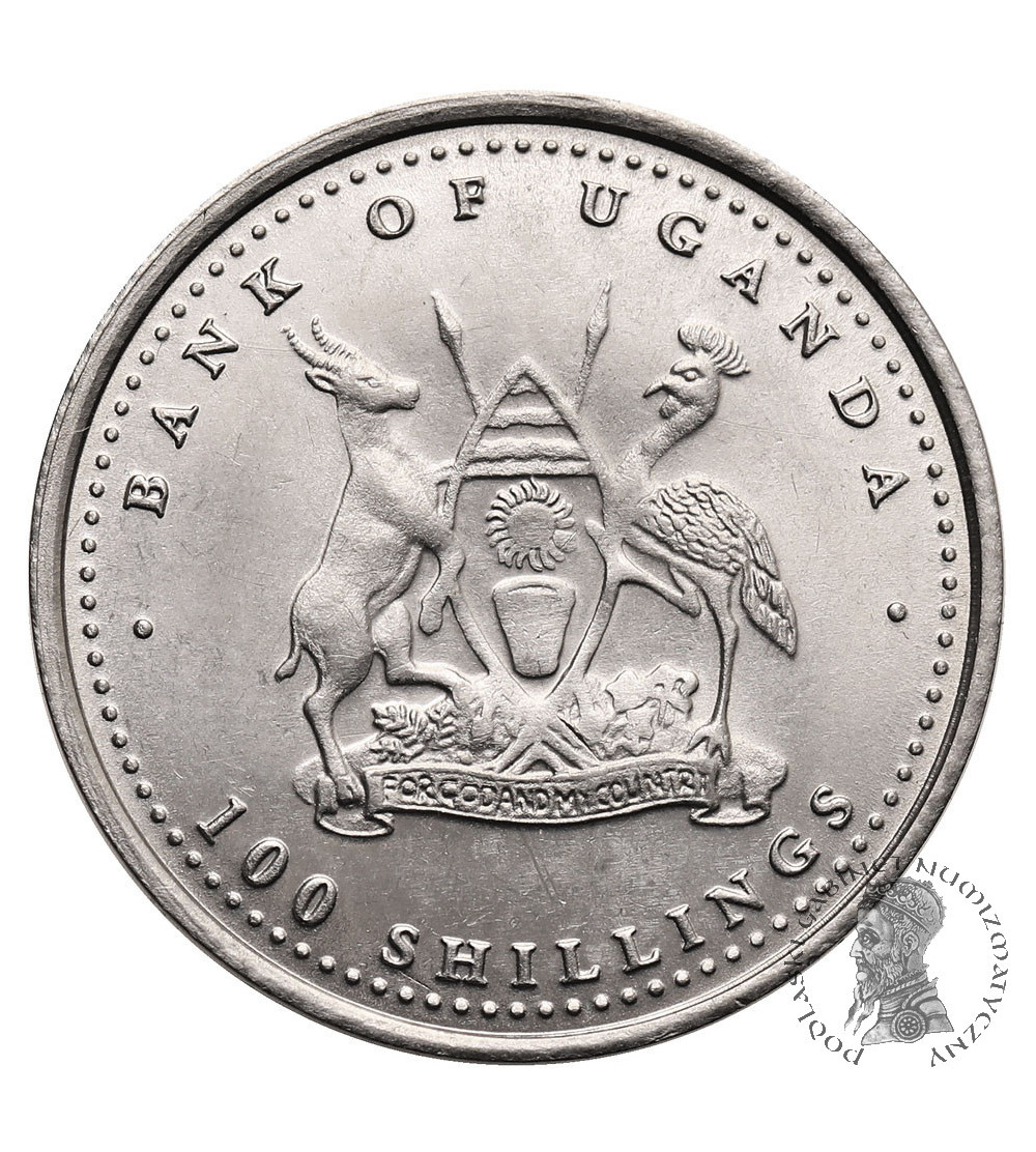 Uganda. 100 szylingów (Shillings) 2004, małpa
