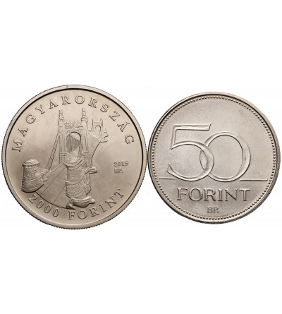 Hungary. Set 50 Forint 2007, 50 years of the Treaty Rome, 2000 Forint 2015, Szell Kalman