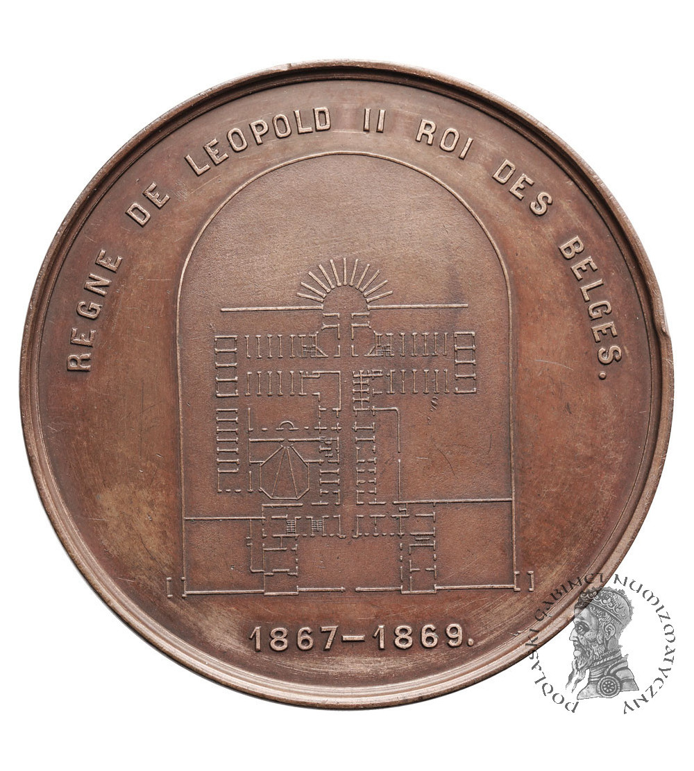 Belgium, Leopold II (1865-1909). Bronze medal 1869 of the House of Justice and Cellular Prison in Arlon. RRR!