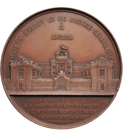 Belgia, Leopold II (1865-1909). Brązowy medal 1869, Domu Sprawiedliwości i Więzienia Celkowego w Arlon. RRR!