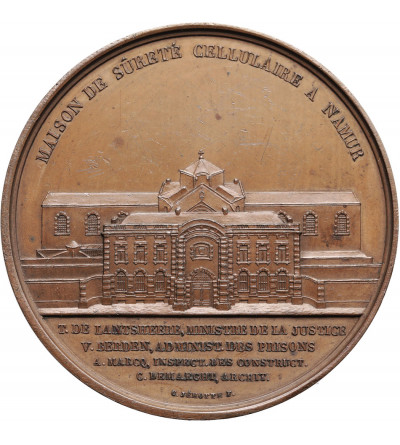 Belgia, Leopold II (1865-1909). Brązowy medal 1874-1876 upamiętniający otwarcie więzienia w Namur