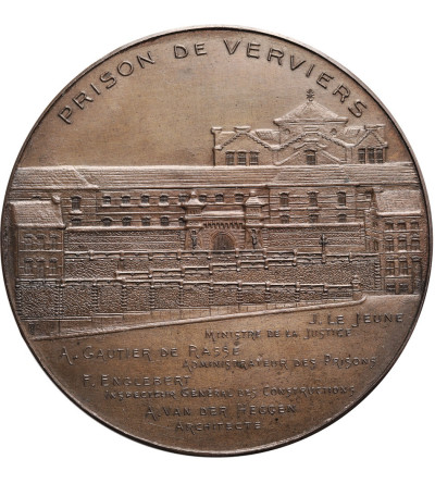 Belgia, Leopold II (1865-1909). Brązowy medal 1890-1893 upamiętniający otwarcie więzienia w Verviers
