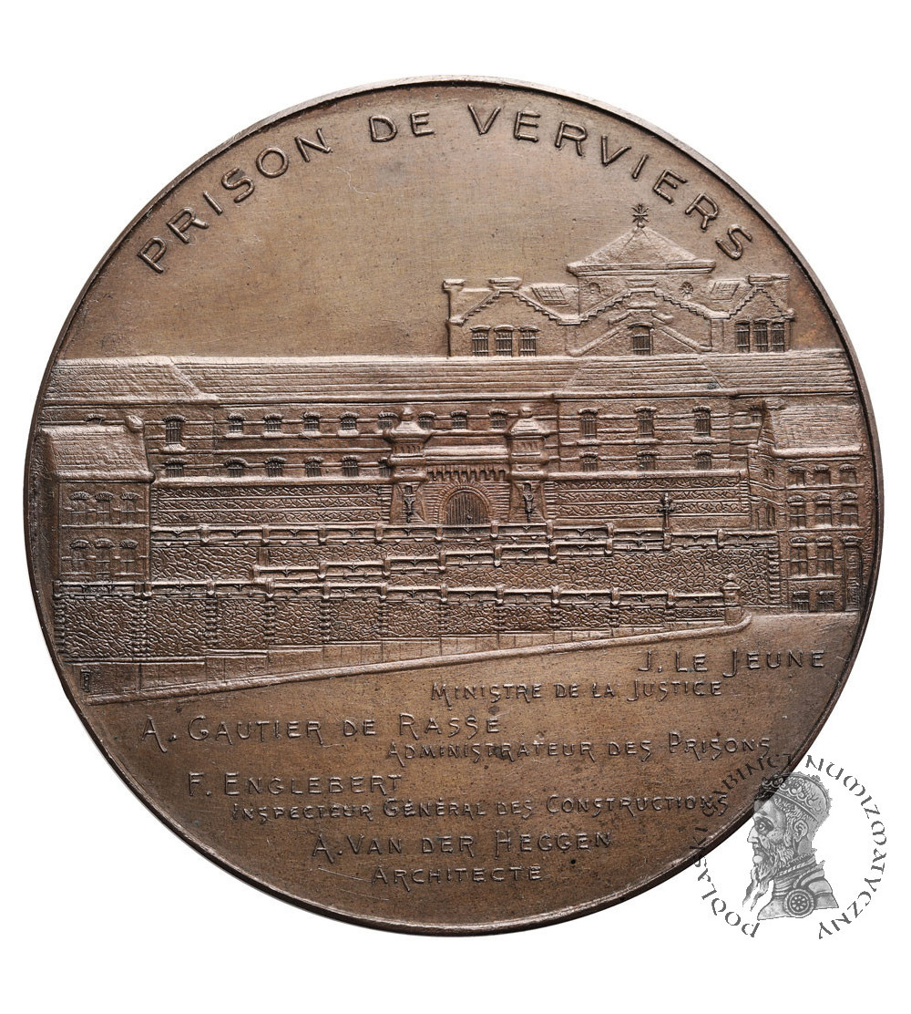 Belgium, Leopold II (1865-1909). Bronze medal 1890-1893 commemorating the opening of the prison in Verviers