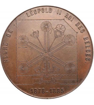 Belgia, Leopold II (1865-1909). Brązowy medal 1878-1885 upamiętniający otwarcie więzienia w St. Gilles