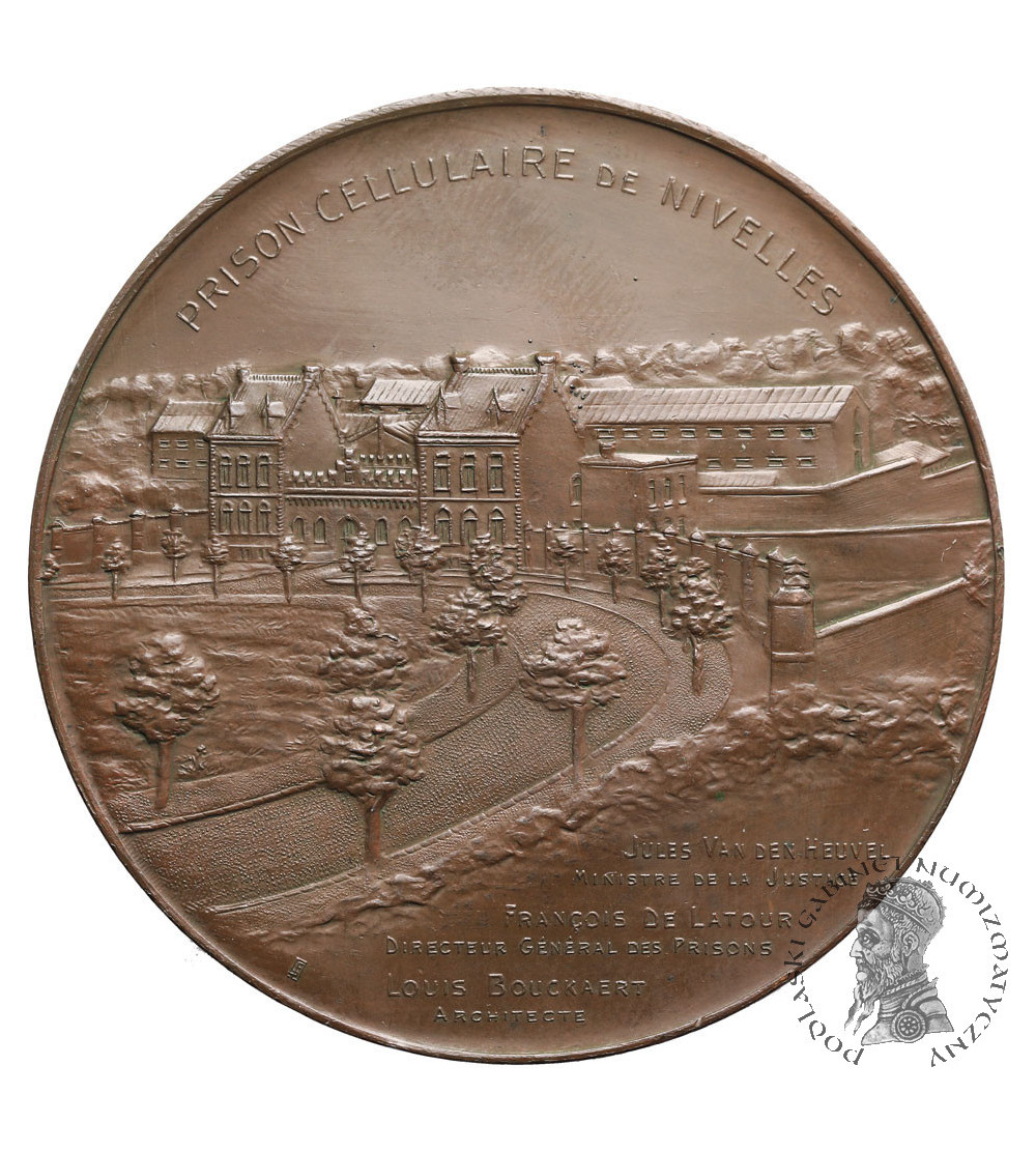 Belgium, Leopold II (1865-1909). Bronze medal circa 1908, commemorating the opening of the prison in Nivelles