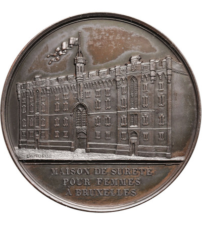 Belgia, Leopold I (1831-1865). Brązowy medal 1847-1850 upamiętniający otwarcie Maison de Sureté pour Femmes w Brukseli