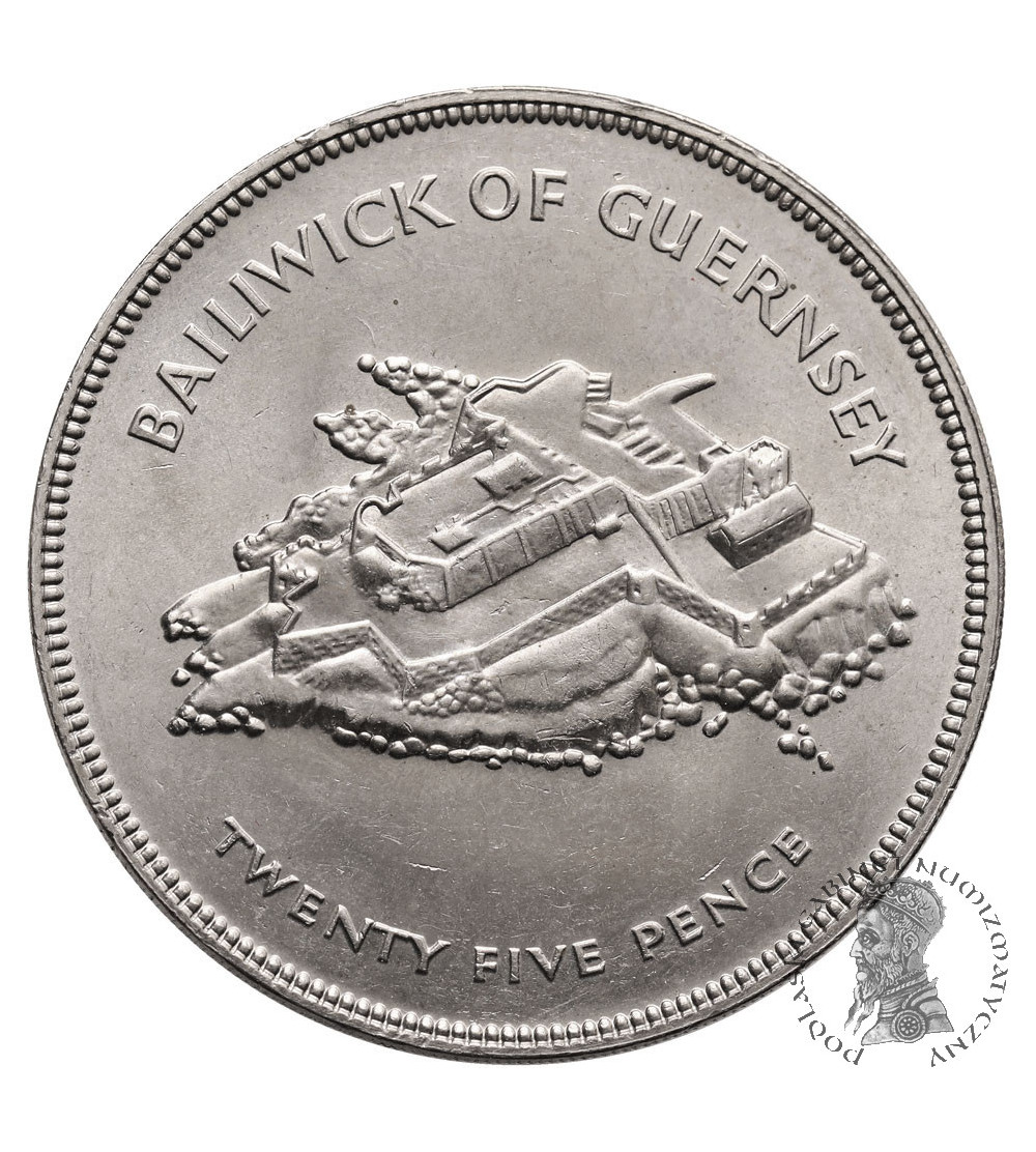 Guernsey. 25 pensów (Pence) 1977, Srebrny Jubileusz Elżbiety II