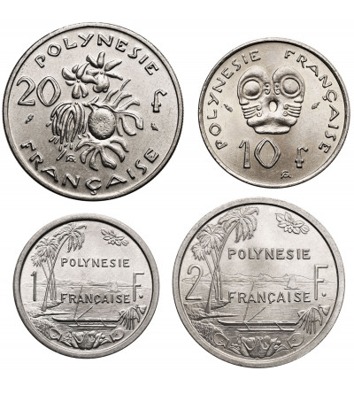 Francuska Polinezja. Zestaw 1, 2, 10, 20 franków 1965-1975, 4 sztuki