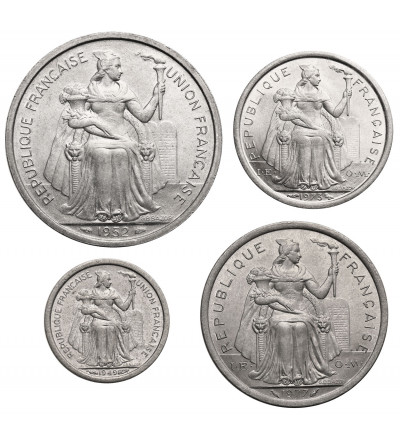 Nowa Kaledonia. Zestaw 50 Centimes, 1, 2, 5 franków 1949-1977, 4 sztuki