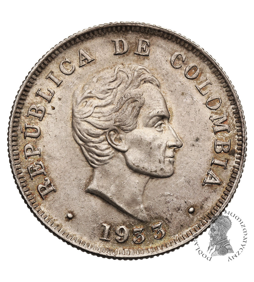 Colombia, Republic. 50 Centavos 1933 B, Simon Bolivar