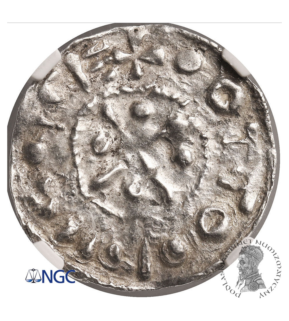 Germany, Swabia (Schwaben) Esslingen. Otto I - Otto III, 936-1002 AD. Denar no date, Esslingen mint - NGC MS 63