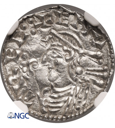 Anglia. Knut 1016-1035 AD. AR Penny (Denar), typu Short cross, ok. 1029-1035/6, Godric / Londyn - NGC MS 61