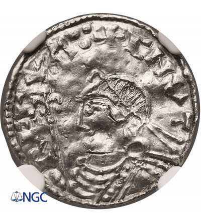 Anglia. Knut 1016-1035 AD. AR Penny (Denar), typu Short cross, ok. 1029-1036, Londyn - NGC UNC Details