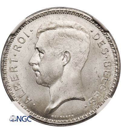 Belgium, Albert I, 20 Francs 1934, BELGES - position B, NGC MS 65