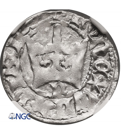 Poland. Ladislaus Jagiello 1386–1434. Half Groschen ND (ca. 1396-1398), Krakow (letter N) - NGC MS 63