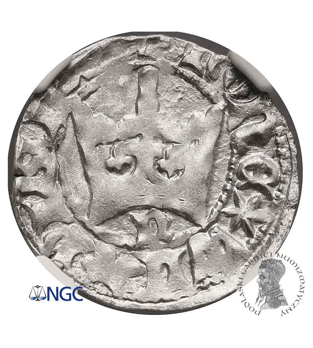 Poland. Ladislaus Jagiello 1386–1434. Half Groschen ND (ca. 1396-1398), Krakow (letter N) - NGC MS 63