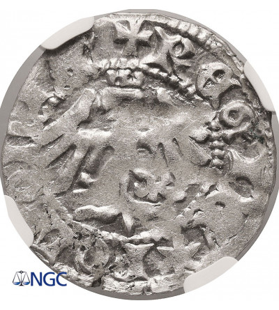 Poland. Ladislaus Jagiello 1386–1434. Half Groschen ND (ca. 1396-1398), Krakow (letter N) - NGC MS 63