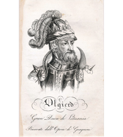 Olgierd, Grand Duke of Lithuania, portrait, steel engraving 19th century, Storia della Polonia, Bernard Zaydler