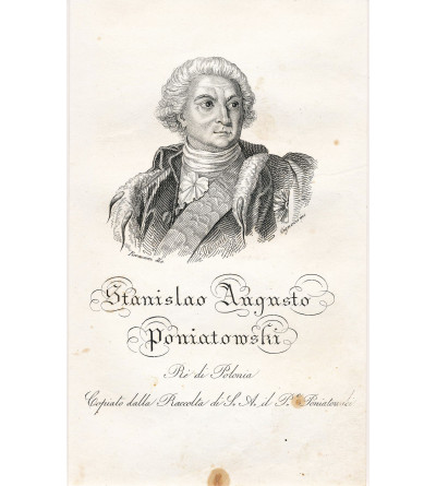Stanislaw August Poniatowski, King of Poland, portrait, steel engraving 19th century, Storia della Polonia, Bernard Zaydler