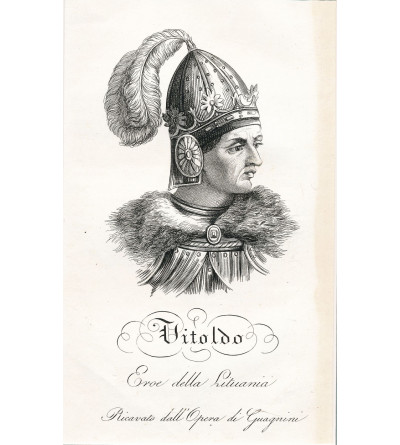 Vytautas (Kiejstutowicz), Grand Duke of Lithuania, portrait, steel engraving 19th century, Storia della Polonia, Bernard Zaydler