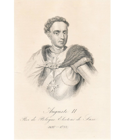 August II Mocny, Król Polski, portret, staloryt XIX w., Leonard Chodźko