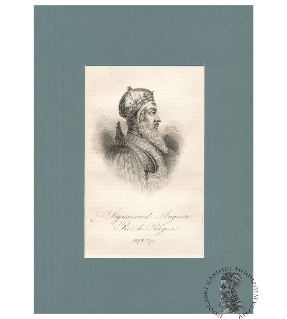 Zygmunt August, Król Polski, Wielki Książę Litewski, portret, staloryt XIX w., Storia della Polonia, Bernard Zaydler