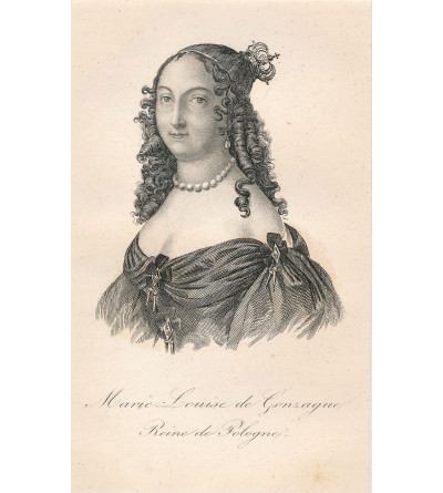 Ludwika Maria Gonzaga, Królowa Polski, portret, staloryt XIX w., Leonard Chodźko