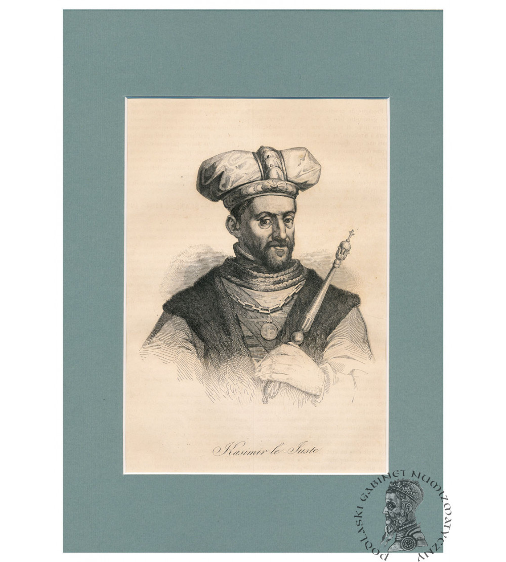 Kazimierz II Sprawiedliwy, Książę Polski, portret, staloryt XIX w., Leonard Chodźko