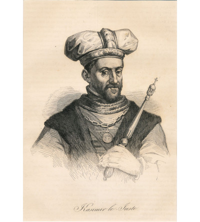 Kazimierz II Sprawiedliwy, Książę Polski, portret, staloryt XIX w., Leonard Chodźko