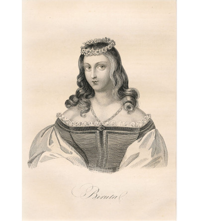 Biruta, Duchess, portrait, steel engraving 19th century, Leonard Chodźko