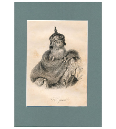 Kiejstut, Wielki Książę Litewski, portret, staloryt XIX w., Leonard Chodźko