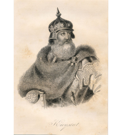 Kiejstut, Grand Duke of Lithuania, portrait, steel engraving 19th century, Leonard Chodźko