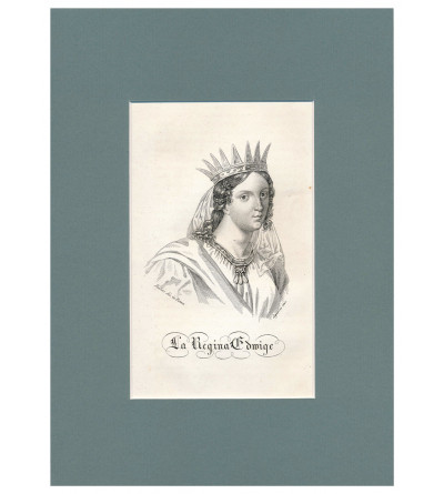 Św. Jadwiga Andegaweńska, Królowa Polski, portret, staloryt XIX w., Storia della Polonia, Bernard Zaydler