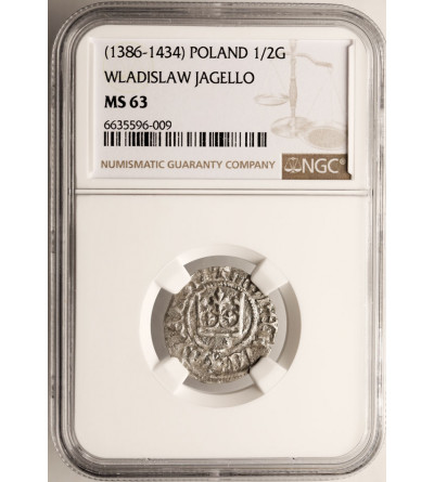 Polska. Władysław Jagiełło 1386–1434. Półgrosz, bez daty (1410-1412), Kraków - NGC MS 63