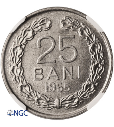 Romania, People's Republic. 25 Bani 1955 - NGC MS 65