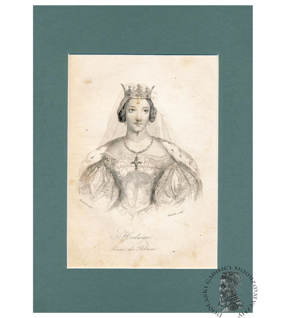 Św. Jadwiga Andegaweńska, Królowa Polski, portret, staloryt XIX w.
