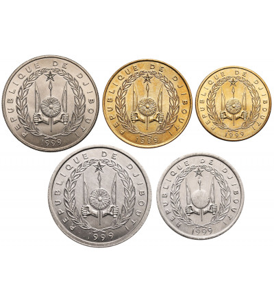 Dżibuti. Zestaw: 1, 2, 10, 20, 50 franków 1999, nakład 1800 sztuk