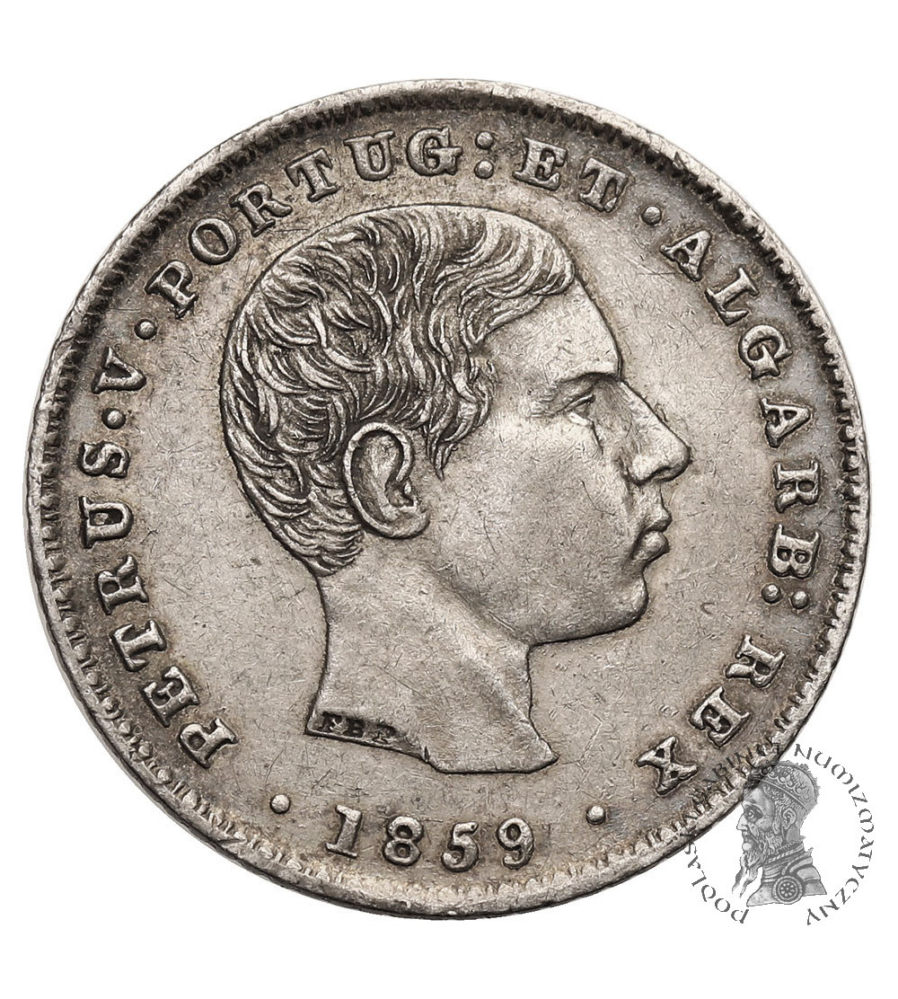 Portugal, Pedro V 1853-1861. 100 Reis 1859