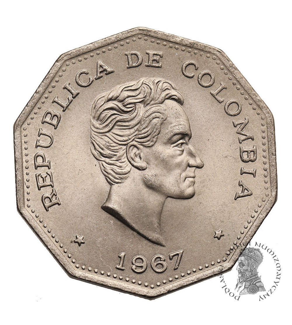 Colombia. 1 Peso 1967, Simon Bolivar