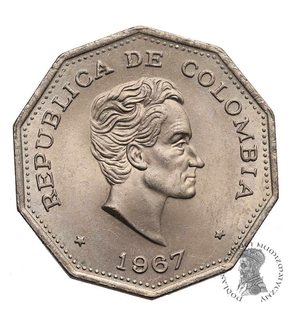 Colombia. 1 Peso 1967, Simon Bolivar