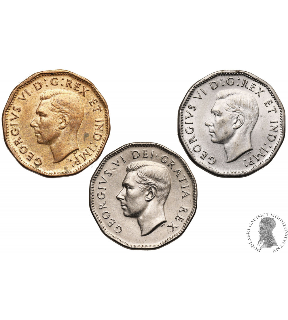 Kanada, Jerzy VI. Zestaw: 5 centów 1943, 1944, 1951