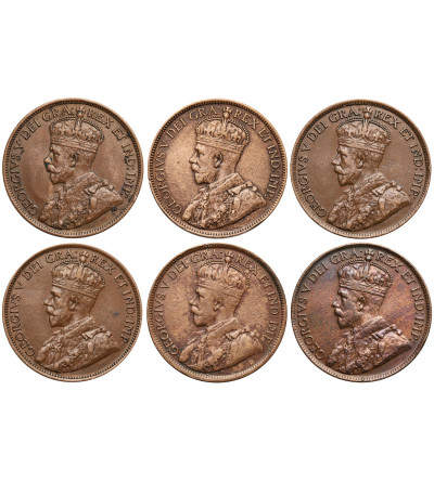 Canada, George V. Set 6 pcs: 1 Cent 1912-1920
