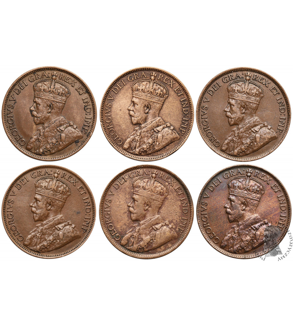 Canada, George V. Set 6 pcs: 1 Cent 1912-1920