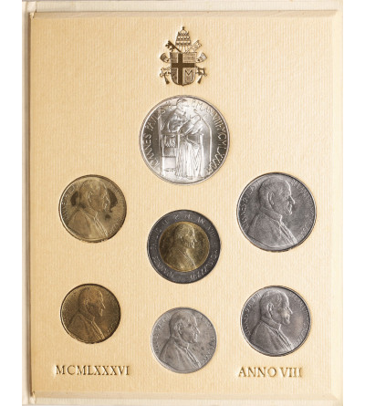Watykan, Jan Paweł II 1978-2005. Zestaw rocznikowy monet 1986, AN VIII - 7 sztuk