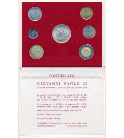 Watykan, Jan Paweł II 1978-2005. Zestaw rocznikowy monet 1995, AN XVII - 7 sztuk