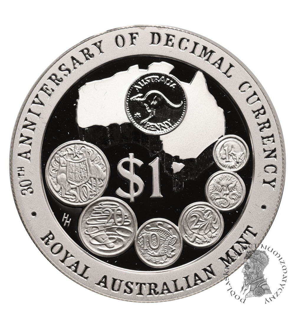 Australia. 1 dolar 1996, 30. rocznica wprowadzenia waluty dziesiętnej - Proof (1 Oz .999)