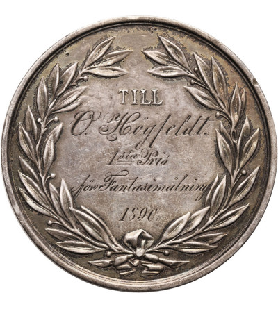 Szwecja. Srebrny Medal 1890 upamiętniający Wystawę Przemysłu i Rzemiosła w Halmstad