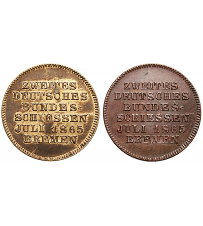 Niemcy, Brema. Pamiątkowy Medal z Festiwalu Strzeleckiego 1865, COMITE MARKE VI - 2 sztuki
