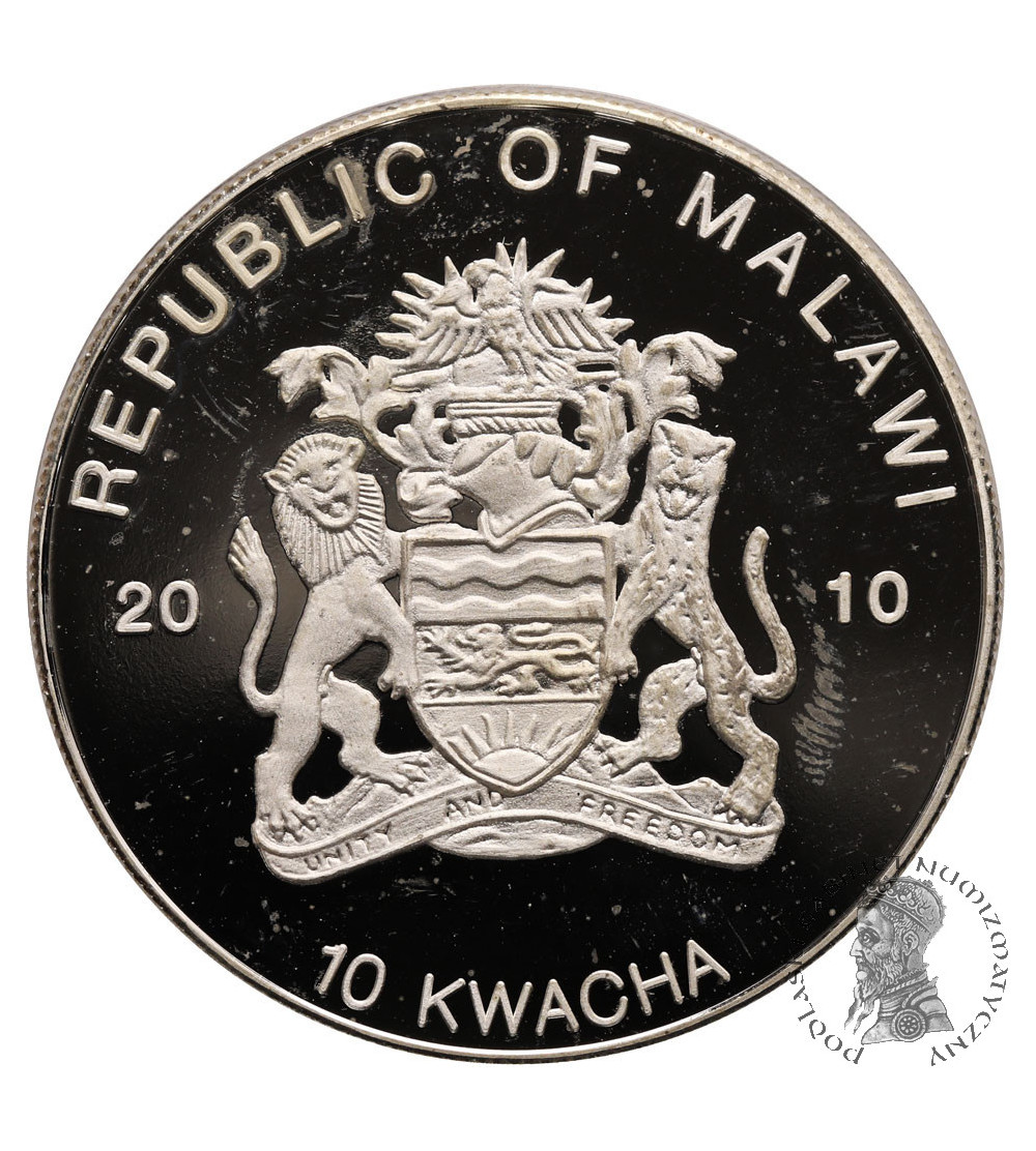 Malawi. 10 Kwacha 2010, Malagasy Rainbow Frog (Łopatnik czerwony) - Proof